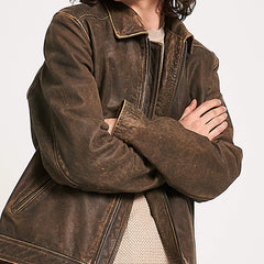 Men’s Stone Washed Buffalo Leather Harrington - Torque Leather