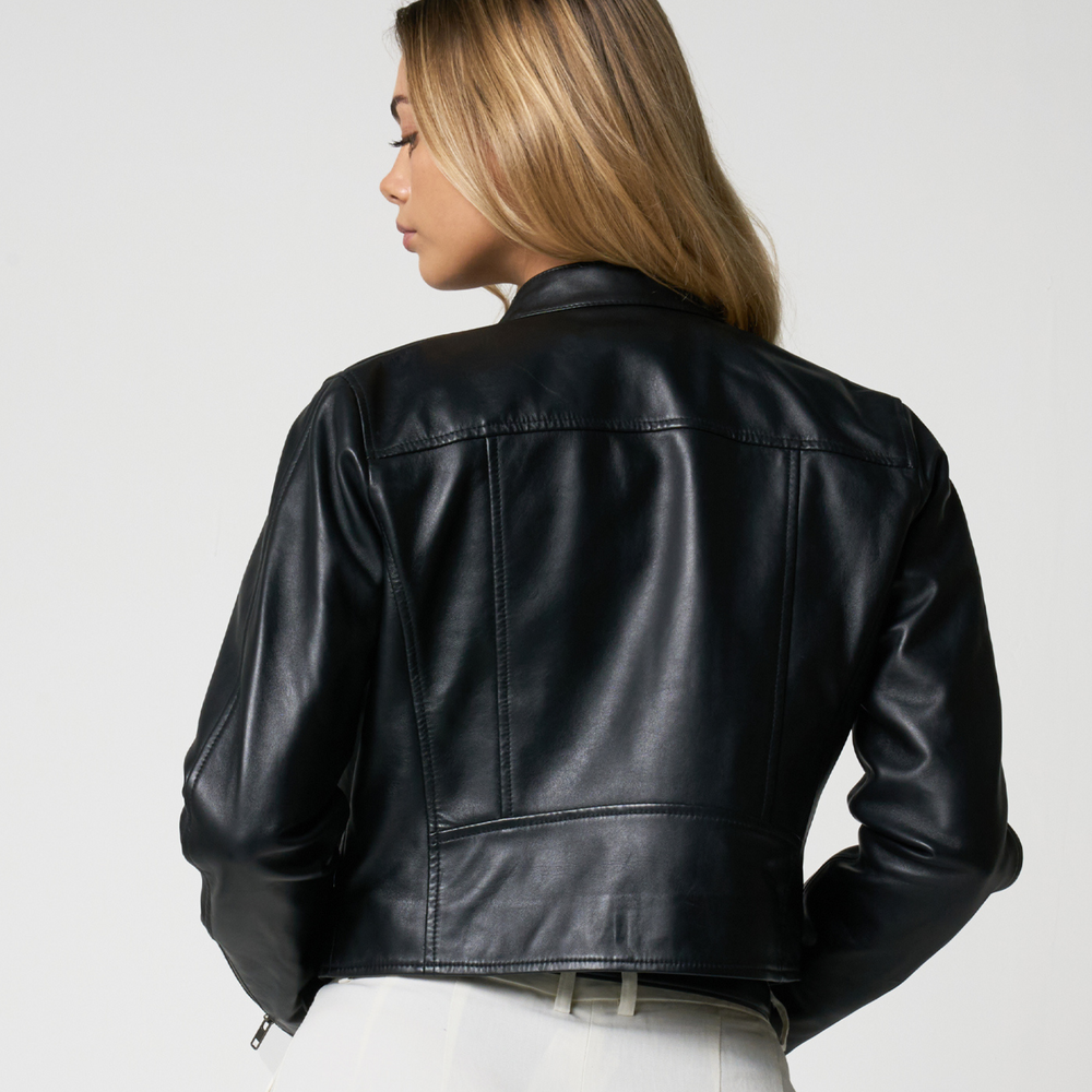 Women's Demi Moto Jacket With Silver Trims - Torque Leather