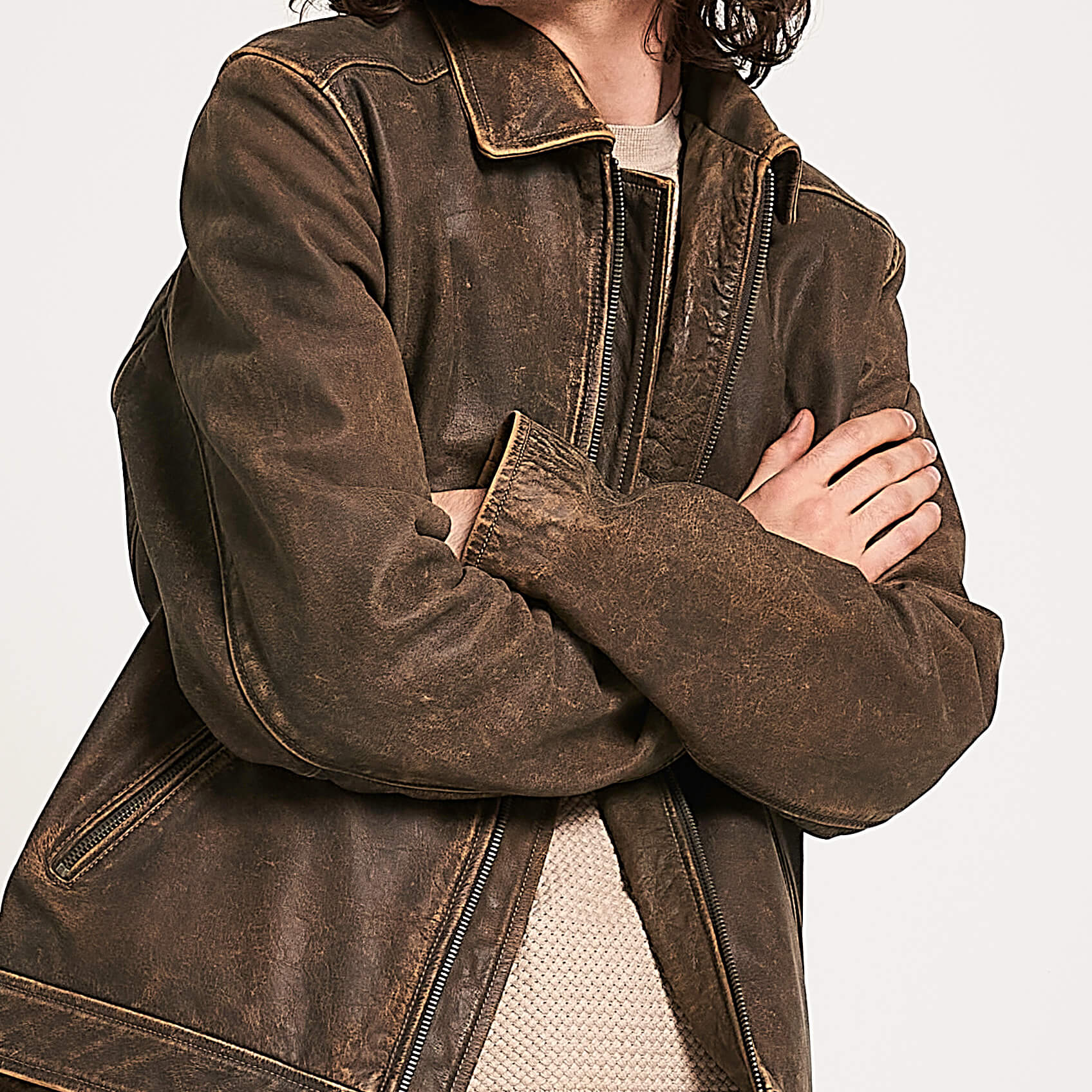 Men’s Stone Washed Buffalo Leather Harrington - Torque Leather